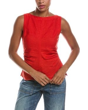 Madewell Cinched Boatneck Sleeveless Linen Top - Red