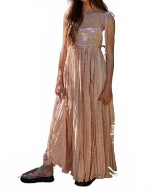 By Together Floral Print Open Back Maxi Dress - Brown