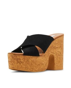 Steve Madden Saffron Sandals Suede Block Heel Zogg3680 - Blue