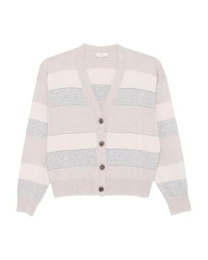 Peserico Button-Down Sweater With V-Neckline - White