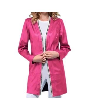Insight Long Vegan Leather Jacket - Pink