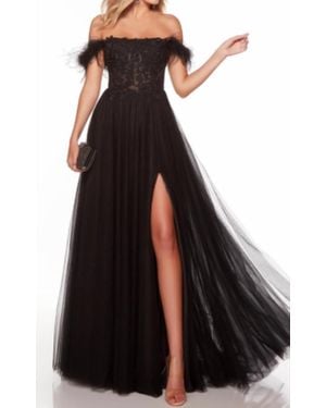 Alyce Paris Off The Shoulder Tulle Gown - Black