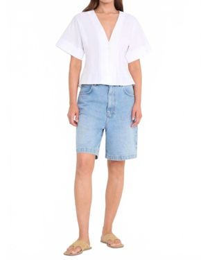 STAUD Elle V-Neck Top - Blue