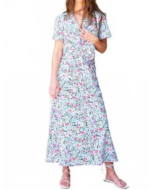 Finley Slim Whimsy Floral Maxi Skirt - Blue