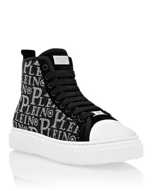Bottes Cuissardes Philipp Plein Noires à Talon Aiguille - Strass Sur Les Genoux, Taille 40, Occasion