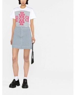 Barrie Cashmere Cotton Denim Mini Skirt - White
