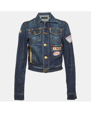 DSquared² Embroidered Denim Jacket - Blue
