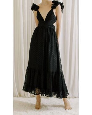 Storia Ruffle Detail Polka Dot Maxi Dress - Black