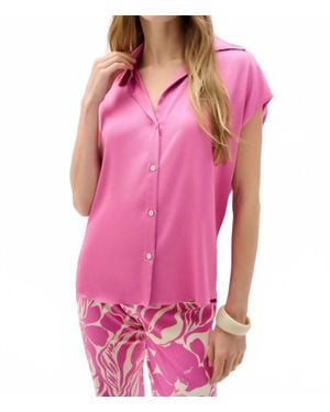 Joseph Ribkoff Cap Sleeves Satin Blouse - Pink