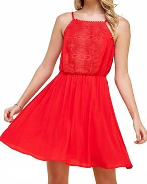 Winslow Collection Strappy With Lace Bodice Dress - Red