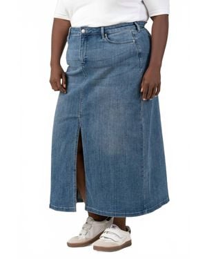 NYDJ High Rise Long Skirt With Slit - Blue