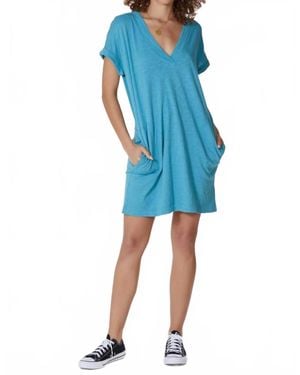 Bobi Dolman V-Neck Dress - Blue