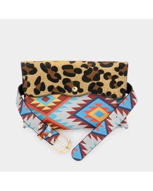 Fashnzfab Leopard Patterned Faux Leather Fanny Pack Crossbody Belt Bag - Multicolor