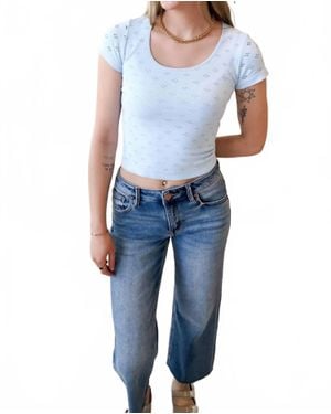 By Together Roma Fitted Eyelet Tee - Blue