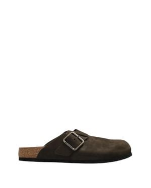 Birkenstock Boston Wb Nubuck Leather Clog - Black