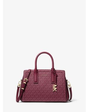 Michael Kors Mk Laila Small Signature Logo Satchel - Purple