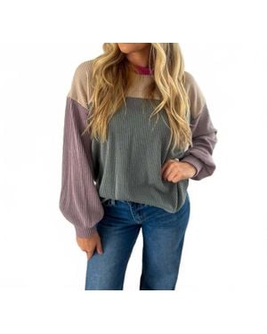 Lovely Melody Keeley Corded Color Block Top - Gray