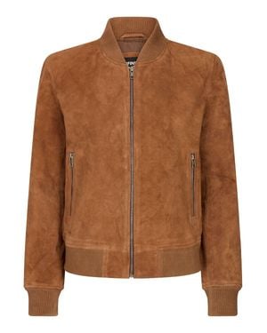 TruClothing Varsity Suede Bomber Jacket Leather - Brown