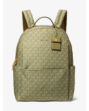 Michael Kors Sable Large Printed Signature Logo Backpack - Green