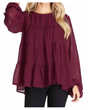 She + Sky Hi Low Woven Tiered Top
