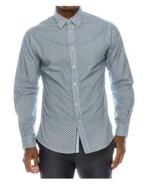 Zexi Polka Dot Dress Shirt - Blue