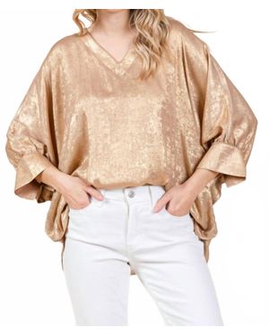 Jodifil Golden V-Neck Top - Natural