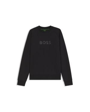 BOSS Crewneck Sweatshirt With A Puffed Logo - Black