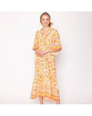 TRUEDAMES Floral Printed Long Dress 19.7" X 51.2" - Metallic