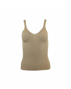 Theo the Label Eos Ribbed V-Tank Top - Natural