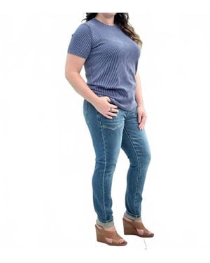 Tres Bien Radiantly Ribbed Crew Neck Tee - Blue