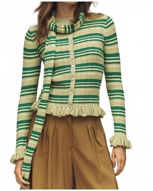 Damson Madder Anelis Cotton Merino Blend Cardigan - Green