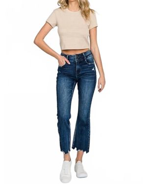 Petra153 Mid Rise Crop Bootcut Jeans - Blue