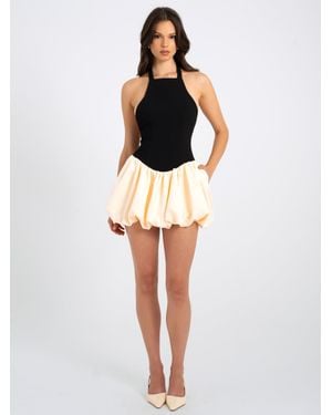 Miss Circle Yaira Backless Drop Waist Mini Bubble Dress - White
