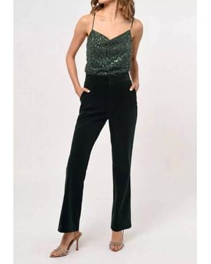 Greylin Milton Velvet Straight Leg Trouser - Black