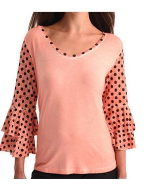 Angel Polkadot Sleeve Top - Pink