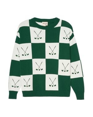Ellsworth & Ivey Riley Crewneck Checkered Golf Sweater - Green