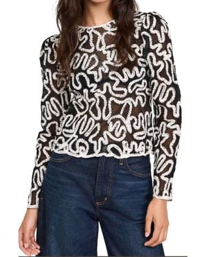 Sea Alice Top Embroidery Battenberg Long Sleeve Top - Black