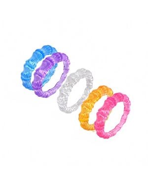 Gold & Honey Bamboo Lucite Rings - Purple
