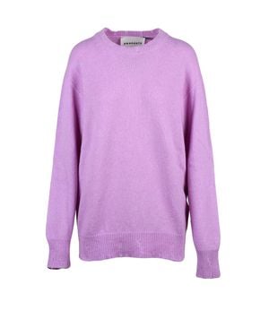 Amaranto Oversized Crew Neck Sweater With Ribbed Details - Purple