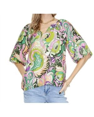 J joy Elbow Sleeve Top - Green