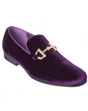 Royal Shoes Velvet Formal Slip On Loafers - Purple