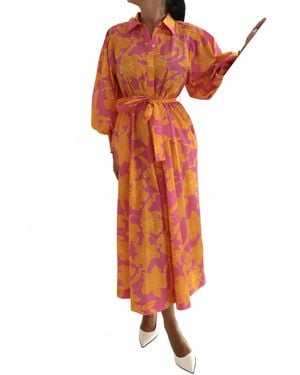 Spektre Belted Maxi Shirt Dress - Orange
