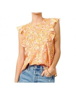 Greylin Wynni Textured Chiffon Ruffled Top - Orange