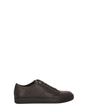 Lanvin Textured Leather Low-Top Sneakers - Black