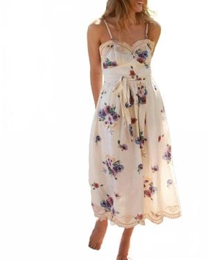 Miguelina Betina Linen Bouquet Dress - Pink