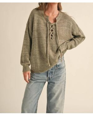 Miou Muse Lucy Lace Up Sweater - Natural
