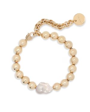 Eklexic Poppy Horizontal Pearl And Bead Bracelet - Metallic