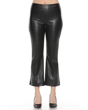 Joseph Ribkoff Faux Leather Cropped Flared Pant - Black