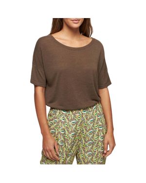 Maison Montagut Flamed Linen Button Back T-Shirt - Brown