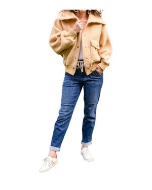 Jodifil Don'T Stress Oversized Collar Sherpa Jacket - Blue
